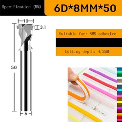 LED Neon Slotting Knife, Carboneto de tungstênio Acrílico, Mini Publicidade Palavras Light Strip, Molding End Mill, 6mm, 8mm, 12mm