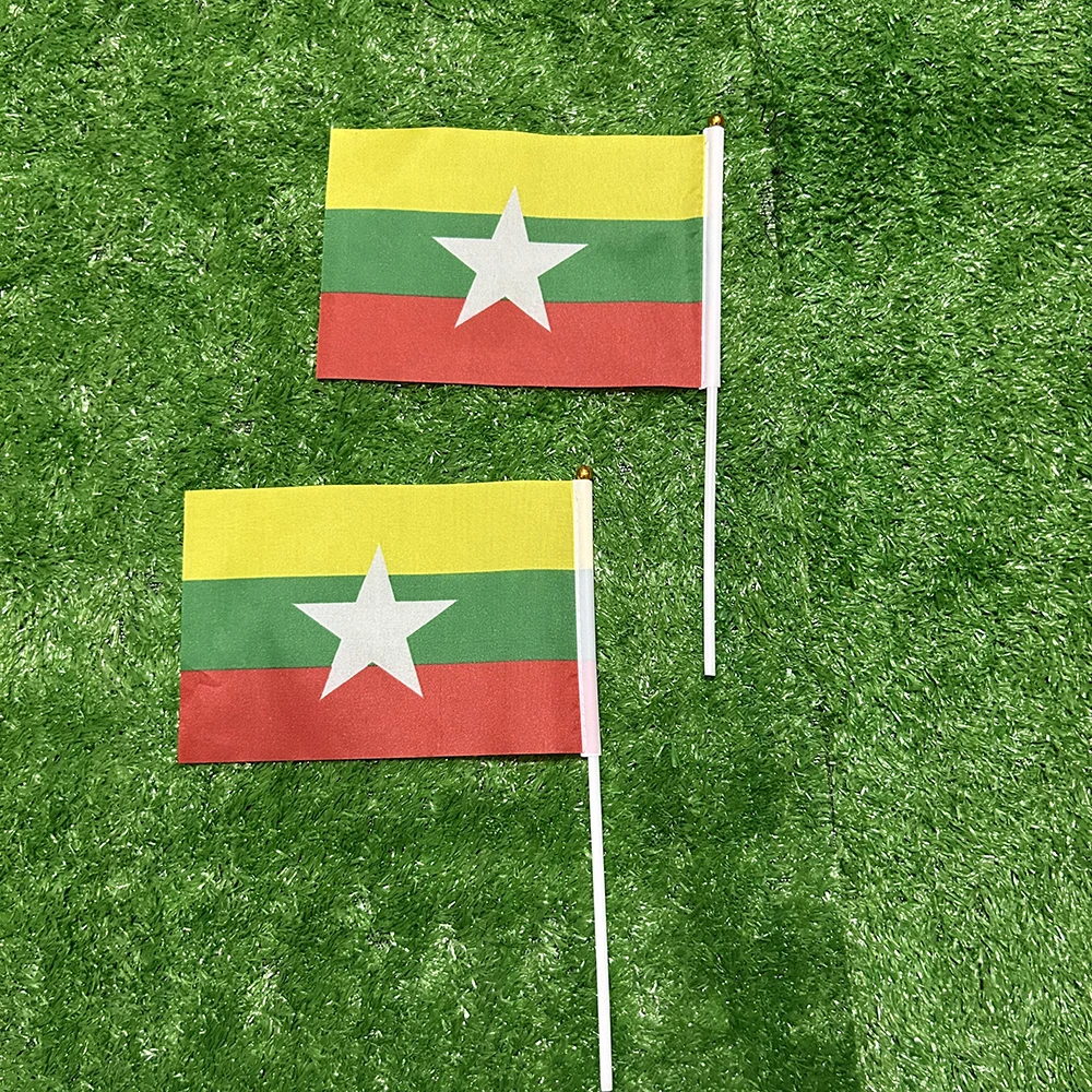 Bandera Sky Myanmar de mano con mástil plástico - imagen 5