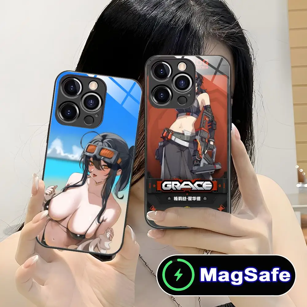 

ZZZ Grace Howard Phone Case for iPhone 16 15 14 13 12 11 Pro Max Plus Mini MagSafe Glass Colour Protective Cover Smartphone
