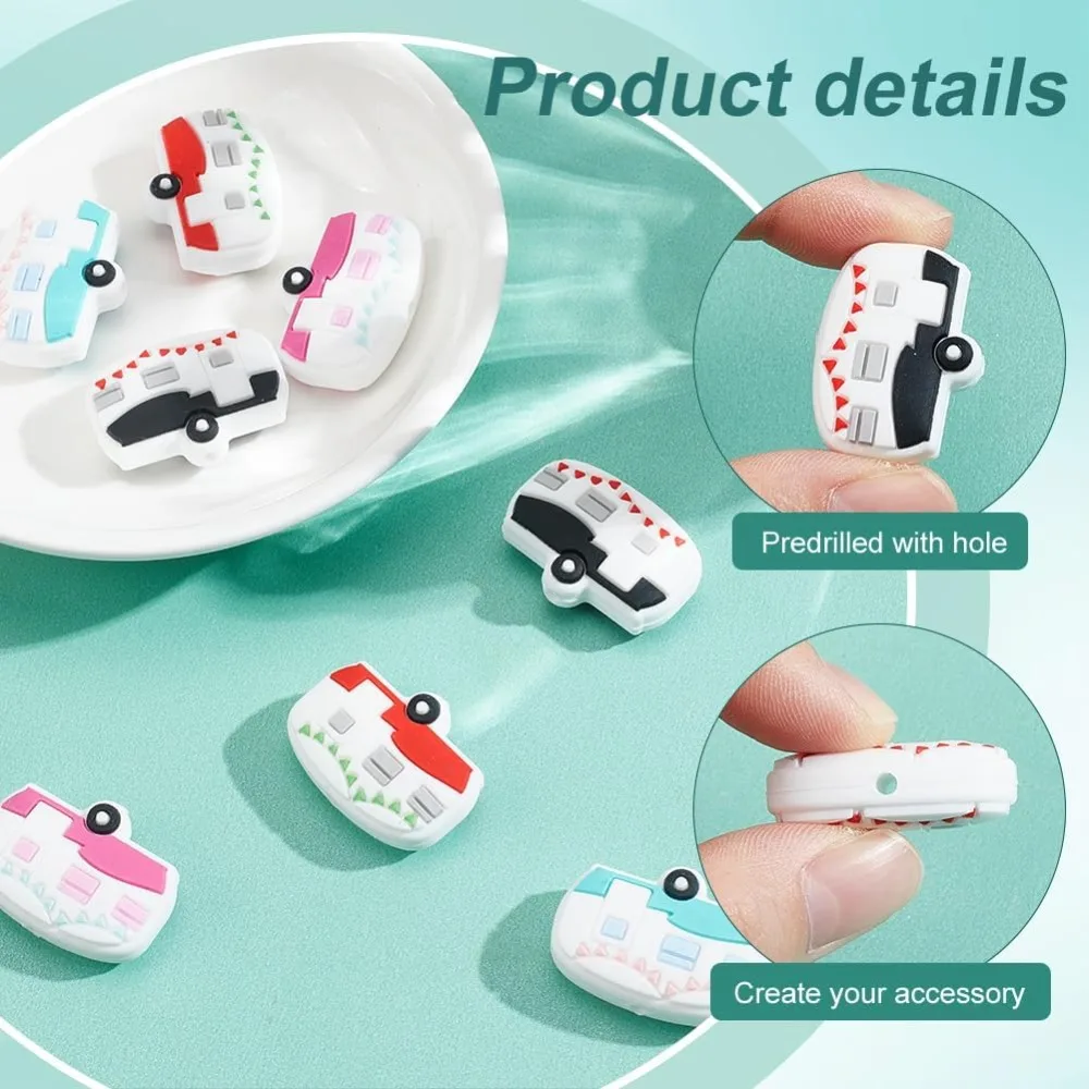 8 قطعة سدادات إبرة الحياكة 4 ألوان Campervan إبرة نقطة حامي الخرز البؤري للأقلام سيليكون إبرة نهاية قبعات #4