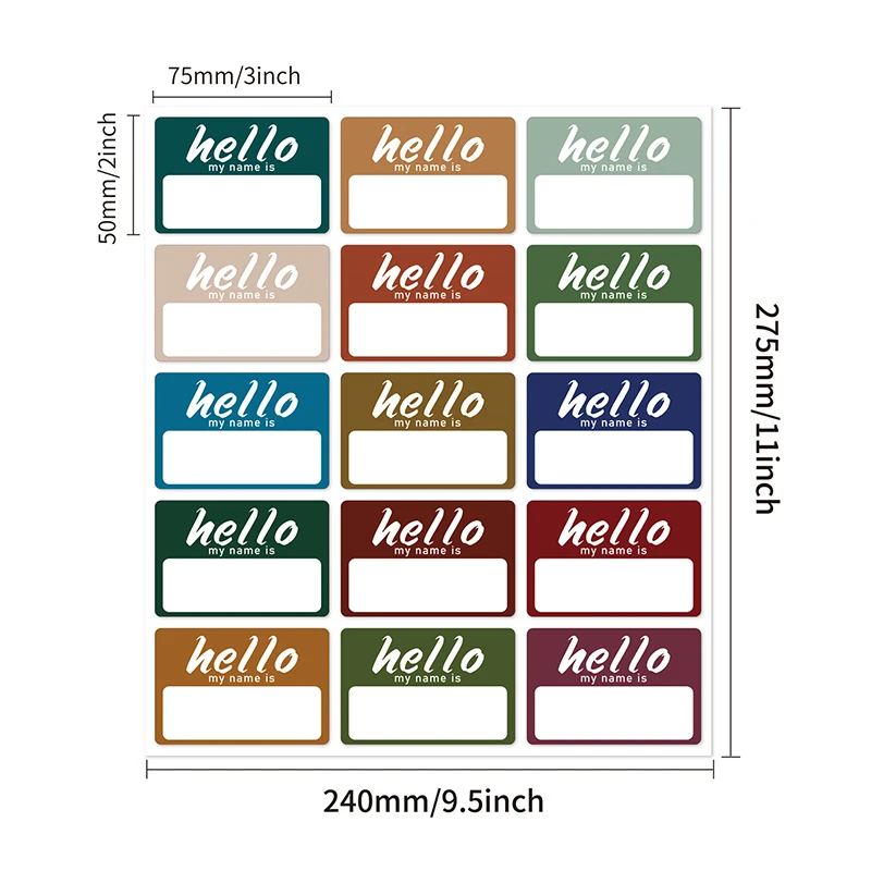 Rainbow English Name Stickers Waterproof Handwritten Tags Student Stationery Markings Classification Stickers