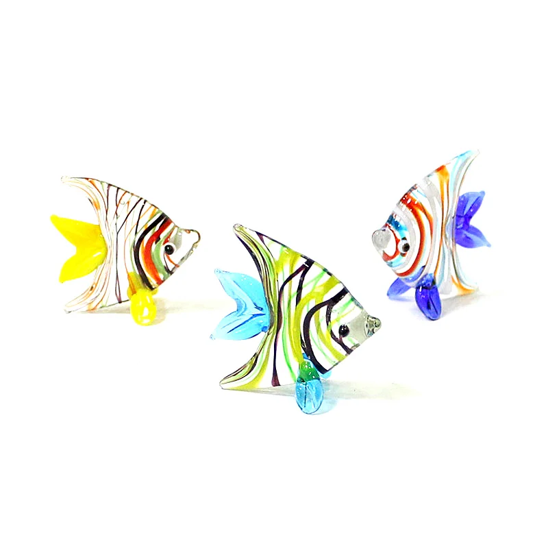 Mini Ocean Fish Figurine Cute Glass Sea Fish Ornaments for Diy Home Desktop Fairy Garden Micro Landscape Aquarium Decor Supplies