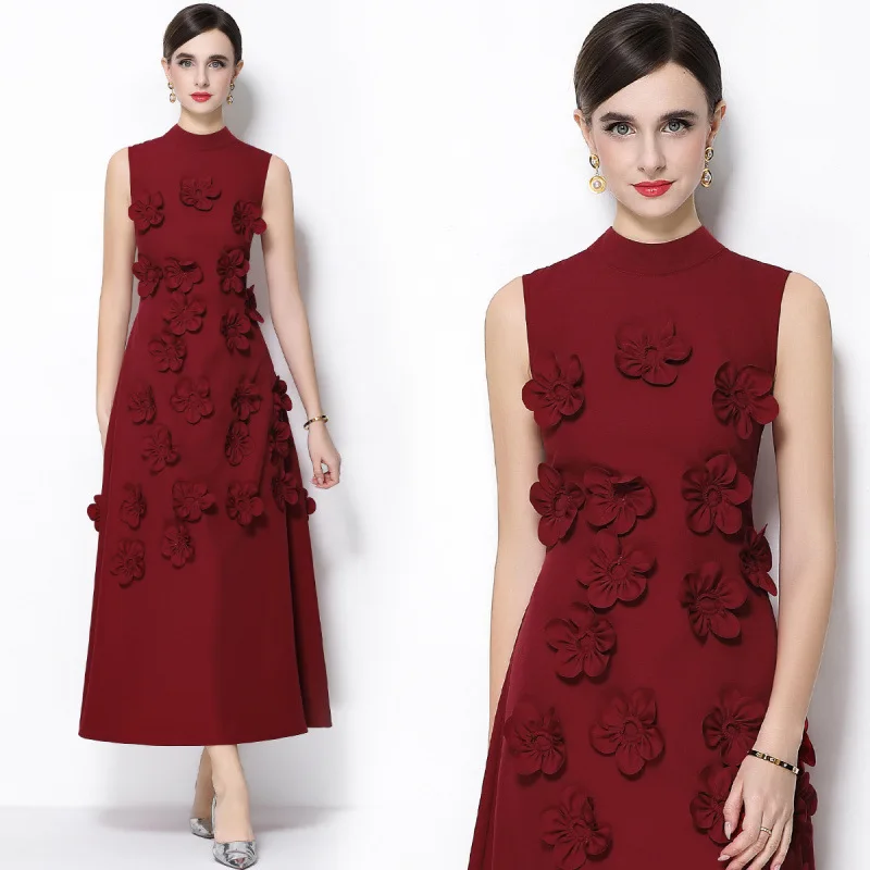 

Платье Ele Heavy Work с цветочным принтом, воротником-стойкой, приталенное, А-силуэт, с завышенной талией, из вельветовой ткани, для повседневной носки, весенний сезон