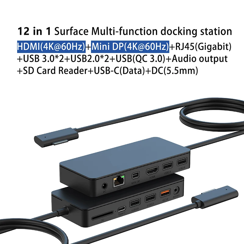 기가비트 이더넷 게임 USB 허브 RJ-45 LAN 어댑터 스플리터 멀티 어댑터, SD 카드 읽기, 12 in 1 다기능 도킹 스테이션, 4K