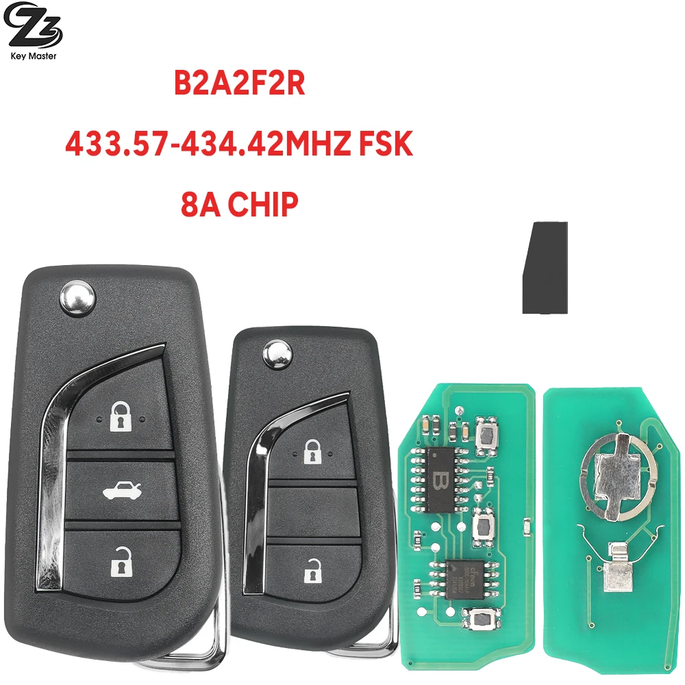 

Zz 433.57-434.42 FSK 8ACHIP B2A2F2R Выкидной автомобильный ключ-брелок 2020 2021 2022 2023 2024 (4 шт.) для Toyota Corolla YarisCrossHV RAV4