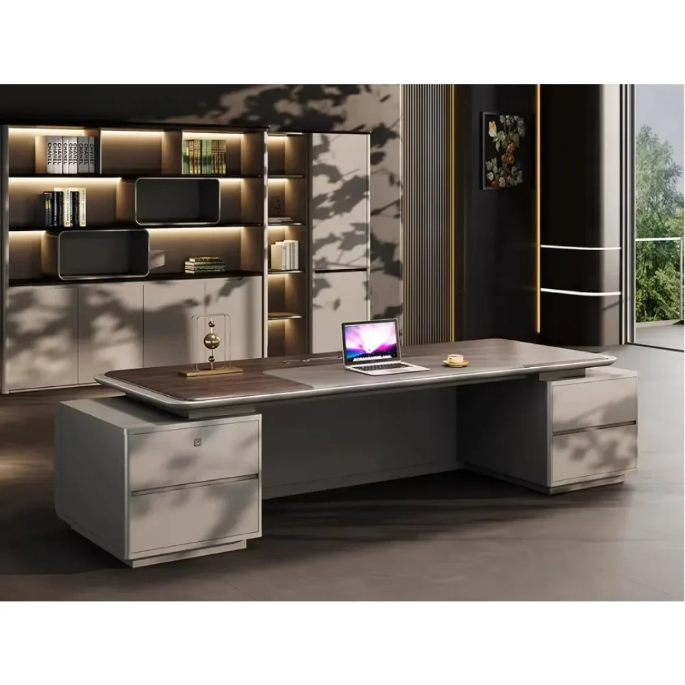 Luxurious Boss's Executive Office Desk Office Furniture with Modern Design, Computer Desk Featuring Height Adjustment Function