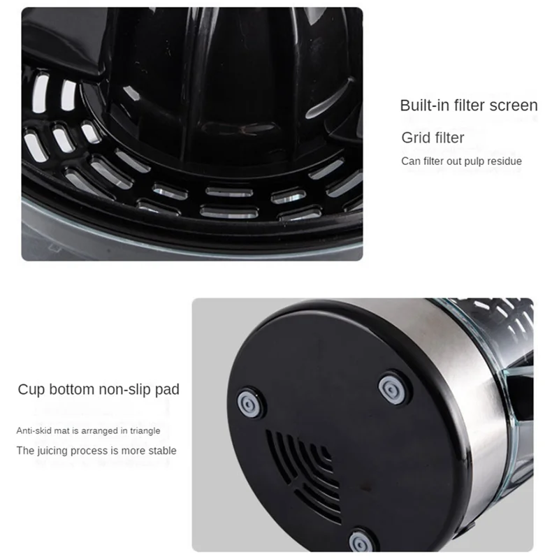 A005-1 PCS Electric Juicer Citrus Juicer Fruit Squeezer Black-Silver Plastic Multifunctional Ousehold Juicer EU PLUG