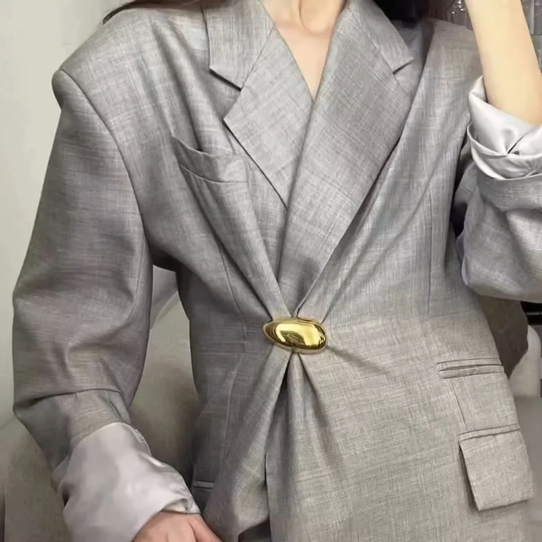 Wuli & baby 여성을위한 스테인레스 스틸 계란 브로치 남여 2 색 아름다운 기하학 ... - 5