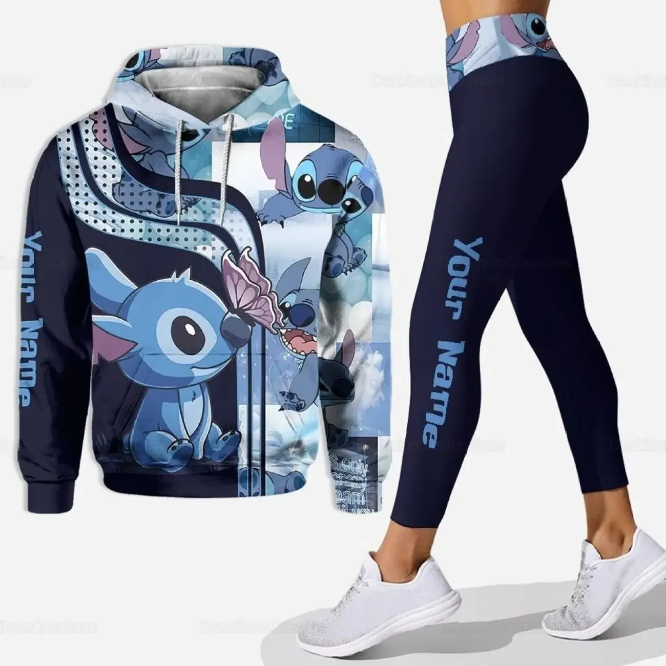 Disney Stitch 3d Hoodie and Leggings Set Women's Casual Stitch Yoga Pants Suit Disney Yoga Hoodie Leggings Fashion Tracksuit Set