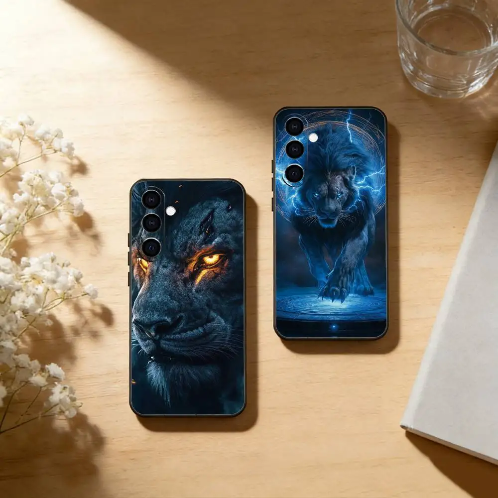 Animal The Lion Phone Case Black Silicone Soft For Samsung Galaxy A73,A72,A71,A70,A53,A52,A51