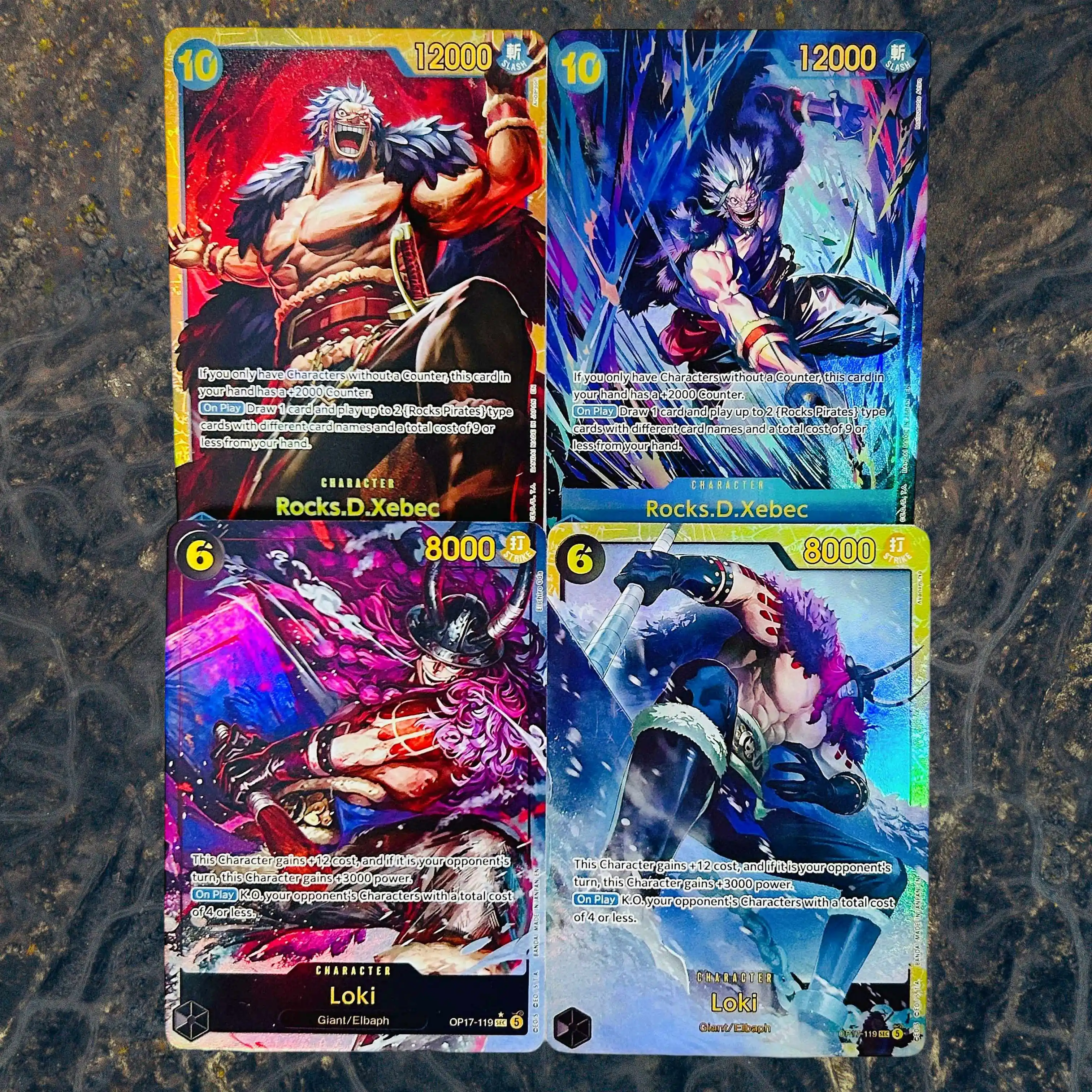 One Piece Rocks D.Xebec Loki 4Pcs Foil Texture DIY Cards English Version Collectible Grade Premium Anime Collection Cards