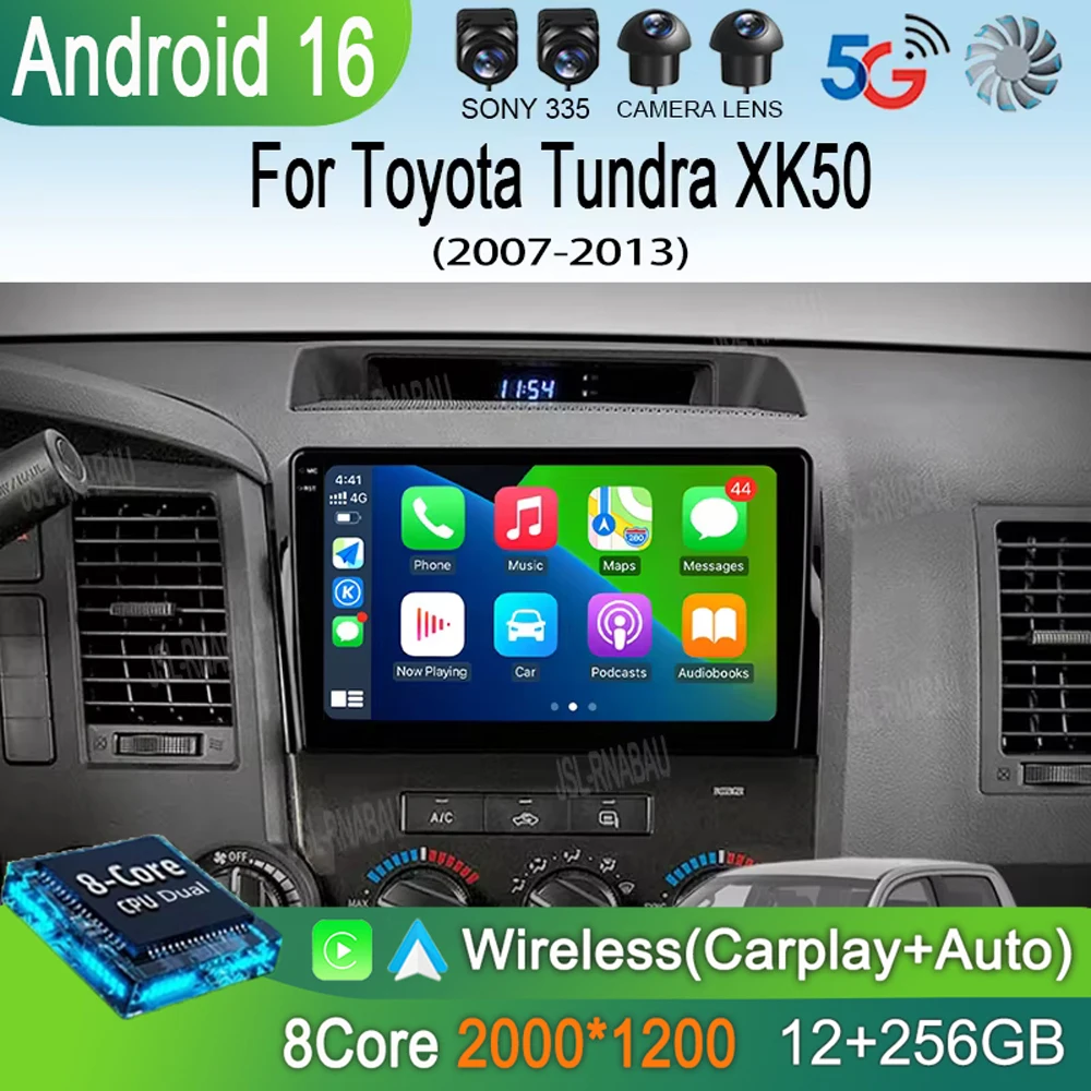 

Автомагнитола Android 16 для Toyota Tundra XK50 2007-2013, Sequoia XK60 2008-2017, мультимедийный видеоплеер, навигация, стерео, GPS, аудио