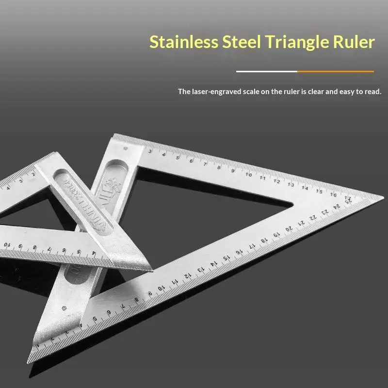 1Pcs 15 20 30 50CM Stainless Steel 90 Degree Right Angle Ruler Triangle Gauge Woodworking Measuring Angle Square Tool