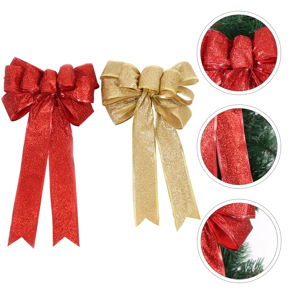 Christmas Bow Beautiful Bowknots for Tree Decoration Red Decorations Outdoor Top Hat Golden Wrapping Cloth Gifts