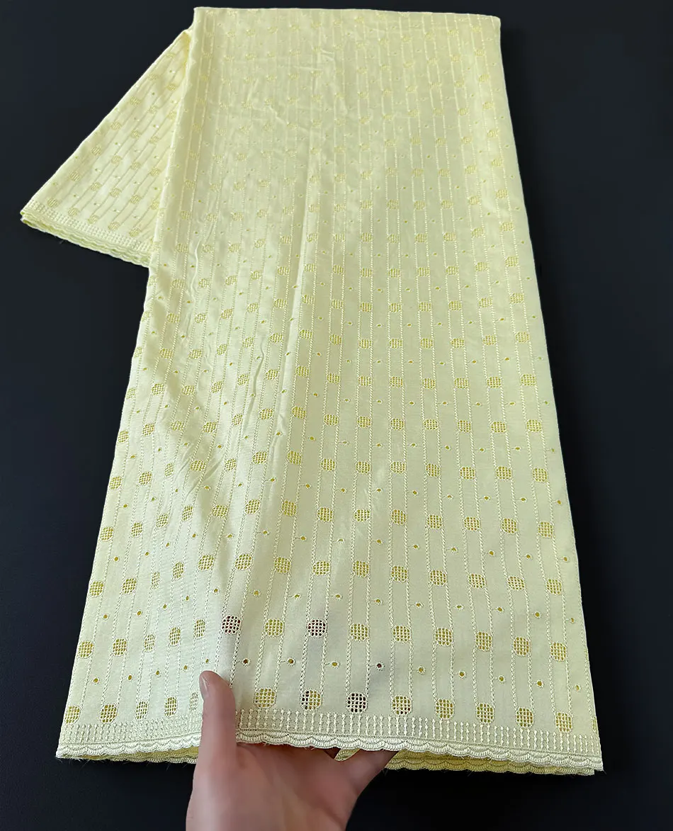 

Promotion Polished Cotton Lace for Men Women Plain Colors African Embroidered Textured Fabric Nigeria Traditional Sewing Garment