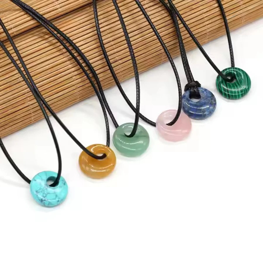 Natural crystal pendants necklace eccentric orifice beads big hole Wheel bead jewelry accessories ancient jewelry