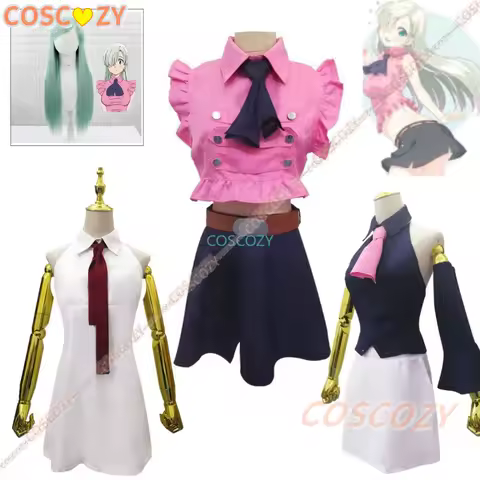 Elizabeth Liones Cosplay Costume Anime The Seven Deadly Sins Liones Elizabeth Christmas Gift Women White Pink Dress Short Skirt