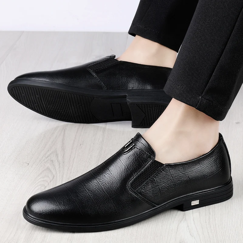 WAERTA Genuine Leather Men Formal Shoes Luxury Brand Men Loafers Dress Moccasins Breathable Slip on Driving Shoe Plus Size 36-46