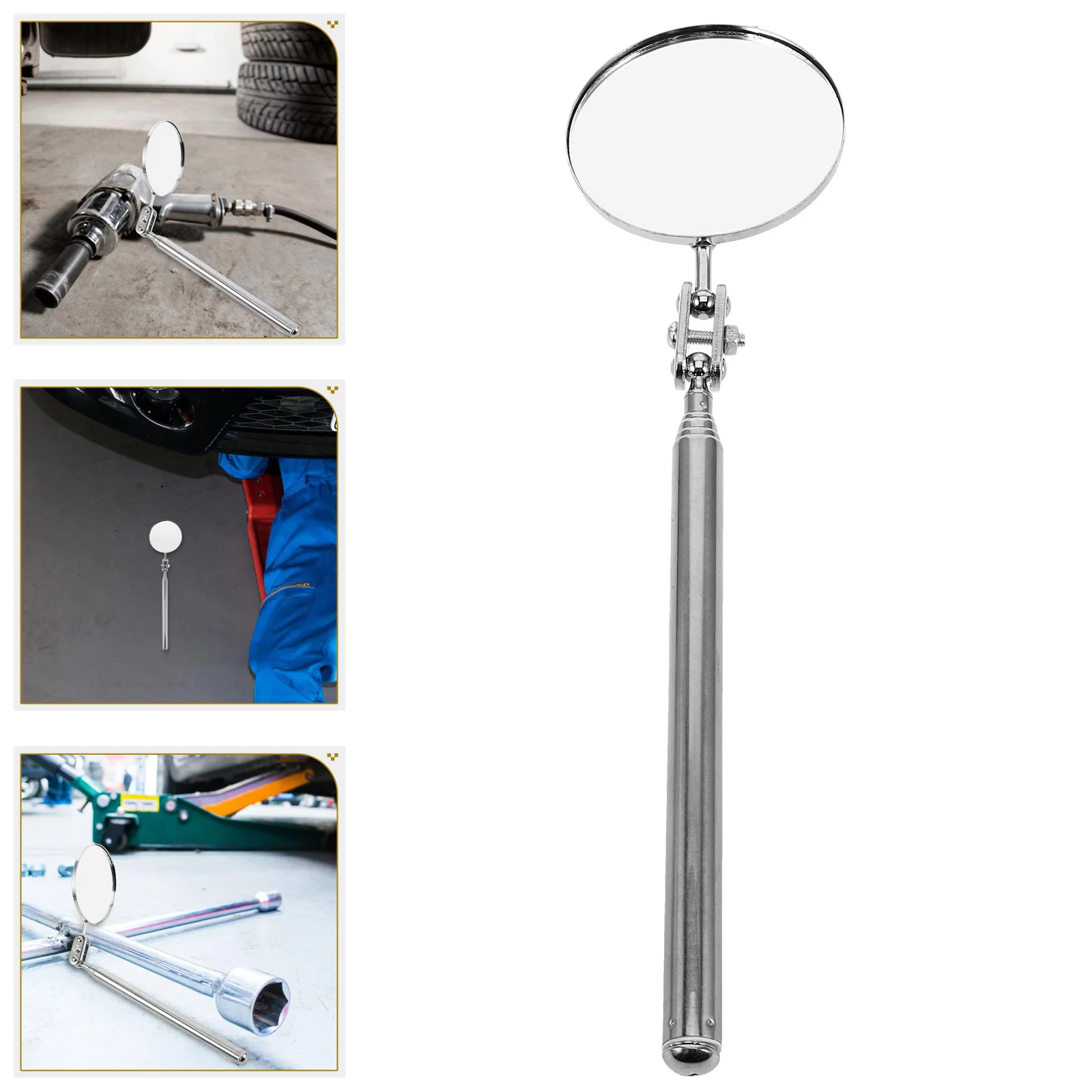 

2 pcs Telescopic Foldable Inspection Mirror High Definition Automotive Mechanic Tool For Chassis Pipe Check Durable Extendable