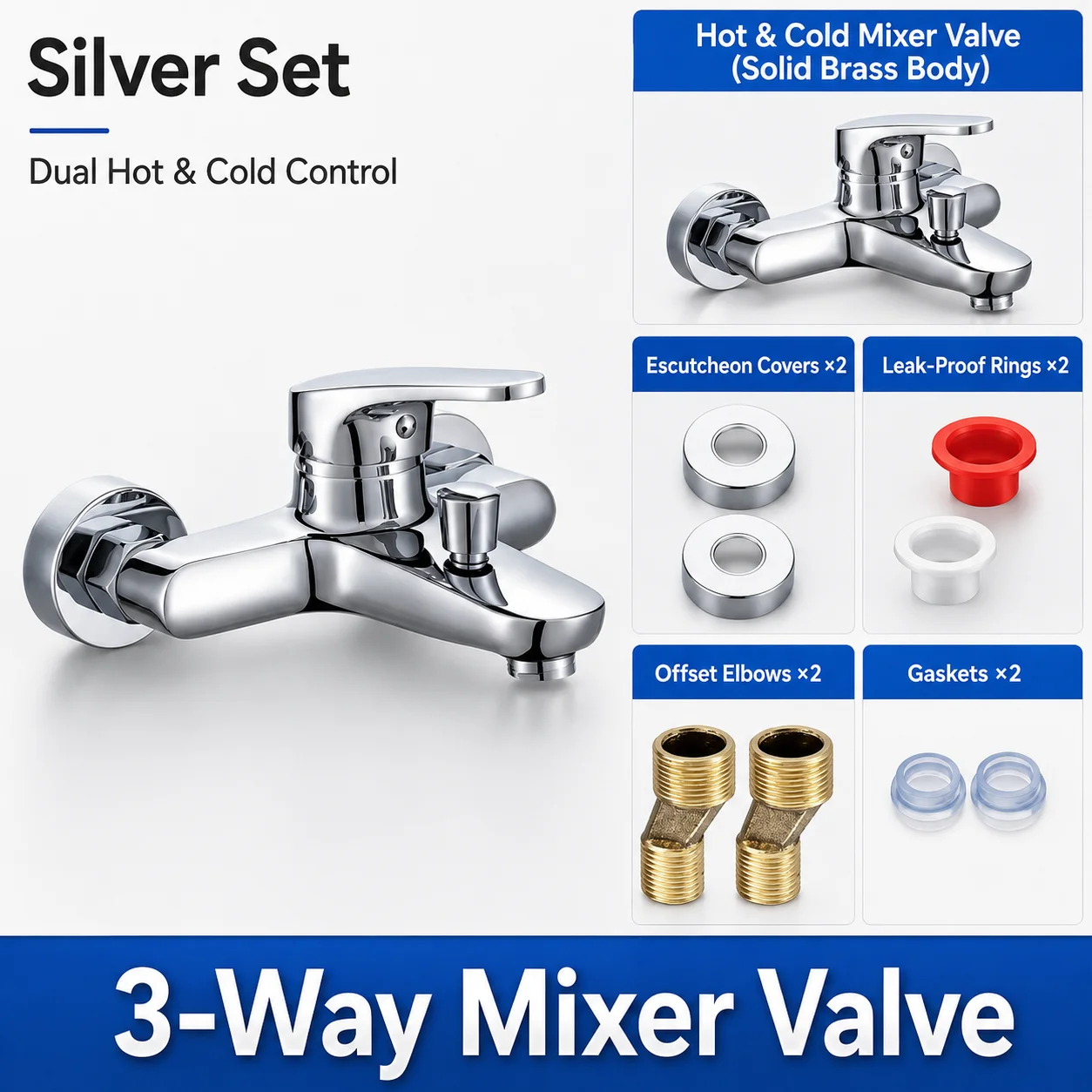 

Solid Brass Shower Mixing Valve Wall Mounted Concealed Bathroom Faucet Hot Cold Water Mixer Tap 3-Way Bathtub Shower Set Valve
