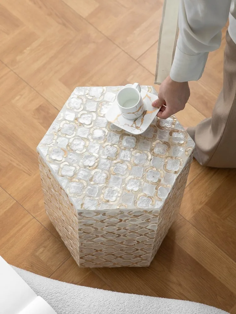 Creative Mother of Pearl Edge, Shell Inlay Corner,Coffee Tables, Bedside Table,Shoe Changing Stool,Balcony,Furniture