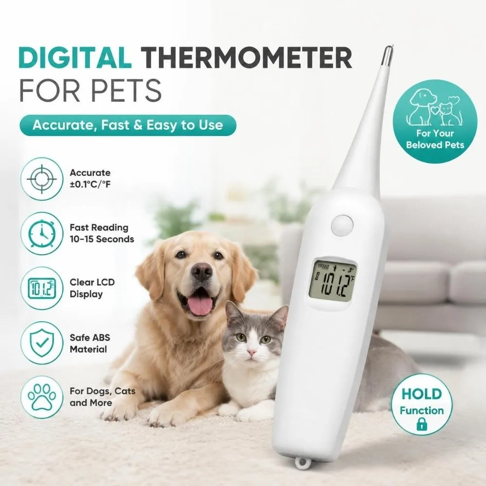 ABS Veterinary Thermometer White LCD Display Screen Electronic Thermometer Portable Ergonomic Handle Temperature Tester Sheep