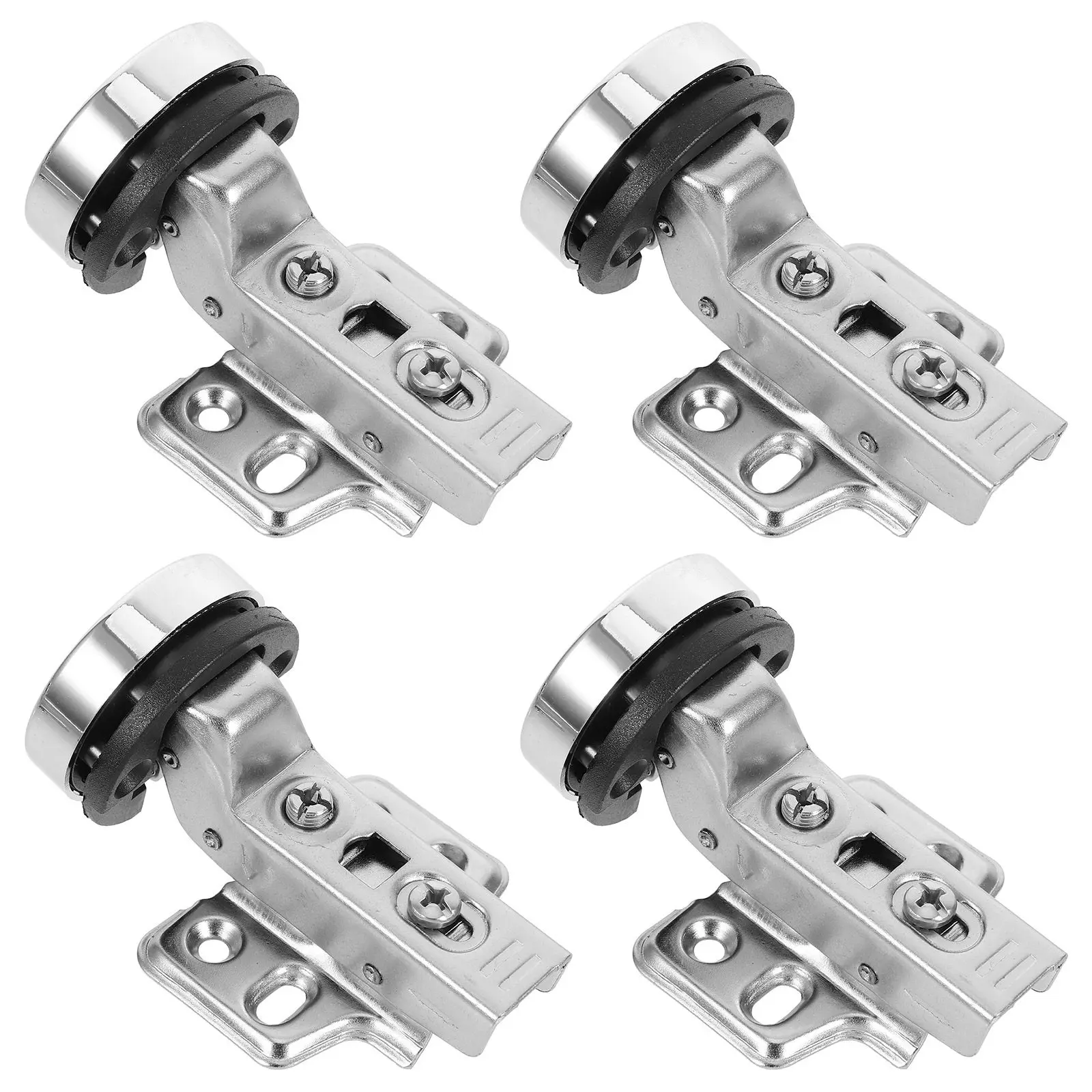 4Pcs Frameless Soft Close Cabinet Hinges Reinforced Cold Rolled Steel ABS Quiet Buffer Hinges for Glass Doors Kitchen Furniture