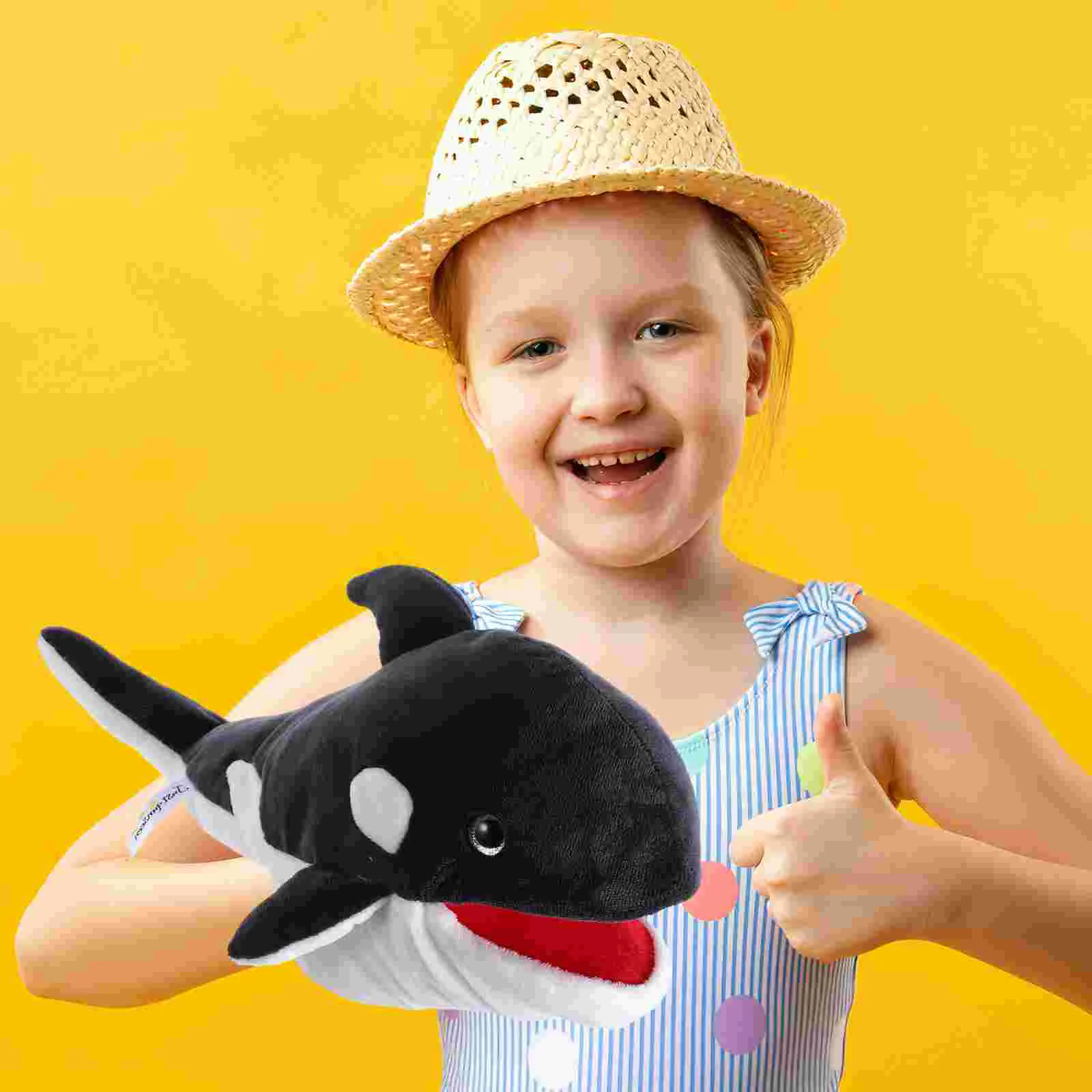 Plush Whale Animal Hand Puppet Stuffed Cartoon Whale Hand Puppet Plaything story telling puppet Plush Animal Hand Puppets