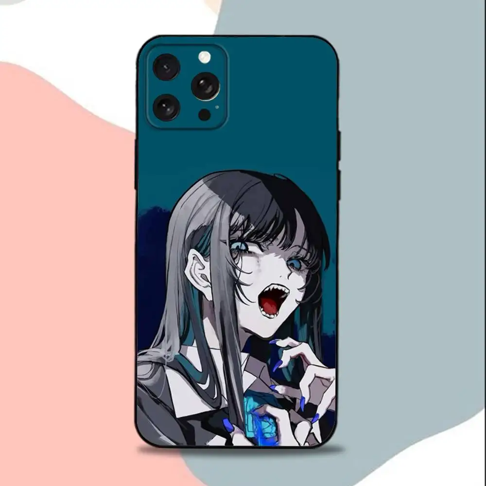 حافظة هاتف A-Ado KyogenS X-X Uta لهاتف iPhone 15,13,16,12,11,17,14,Plus,Pro,Max,XS,XR,X,SE,Mini,Soft غطاء أسود من السيليكون