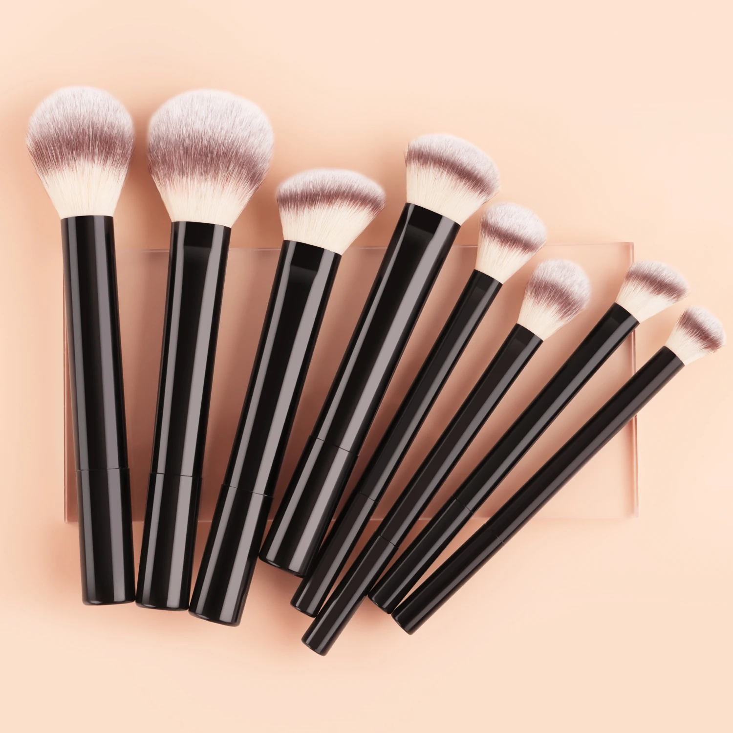 8 long tube makeup brush set, multi-color super soft powder paint, powder blusher brush, eye shadow brush, beginner's full set o