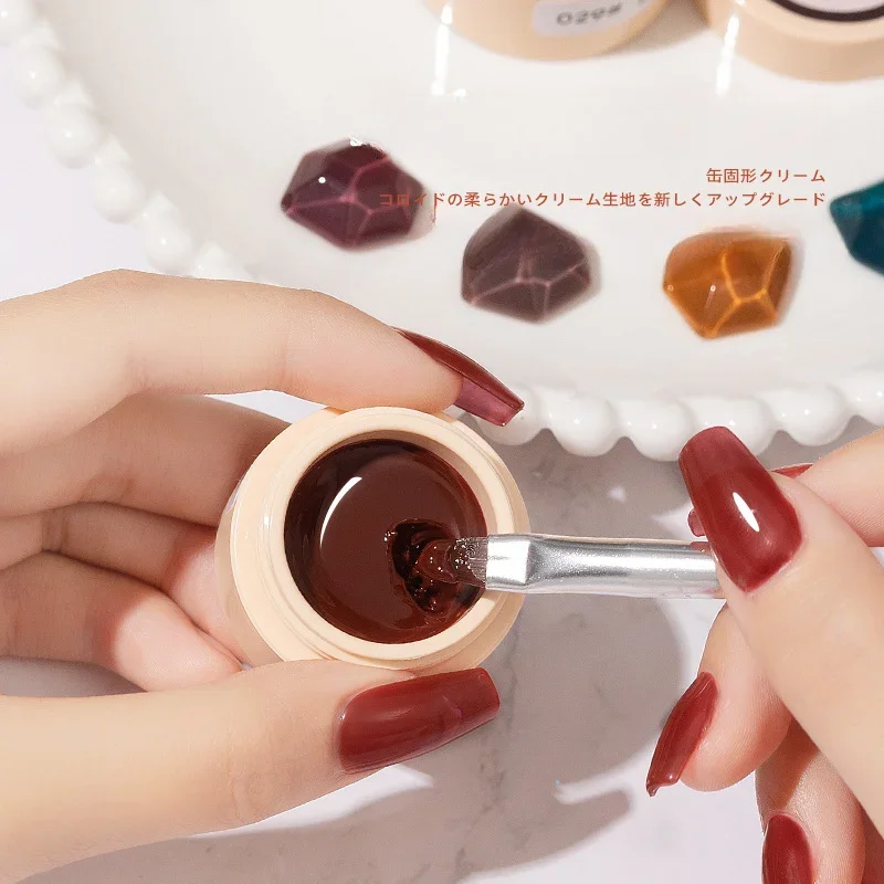 Stevige Nagellak In Een Blik Vol Herfst/Winter Tinten Van Doorschijnende Thee Bruine Rode Vaste Crème Gel Nail Art Tool