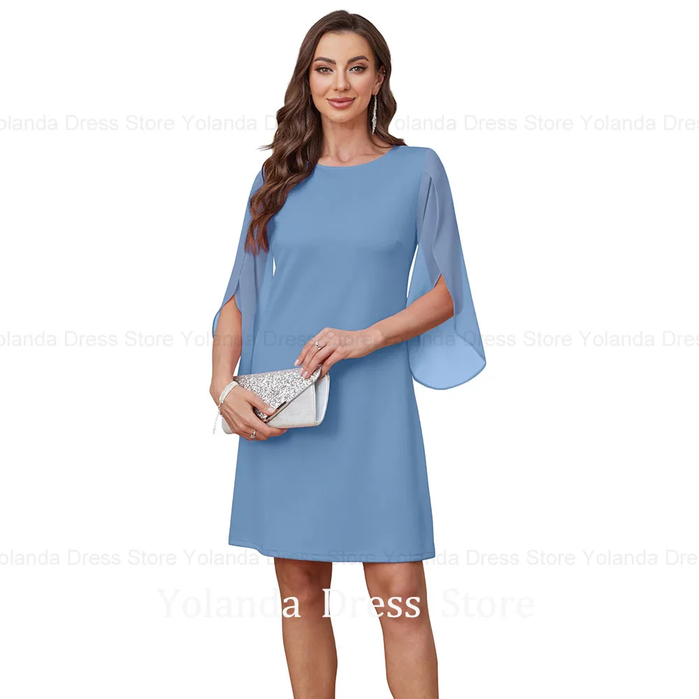 

Yolanda Customized Modern Simple Mother of the Bride Dress 2026 Party Dress Knee Length Three-quarter sleeves Wedding Party