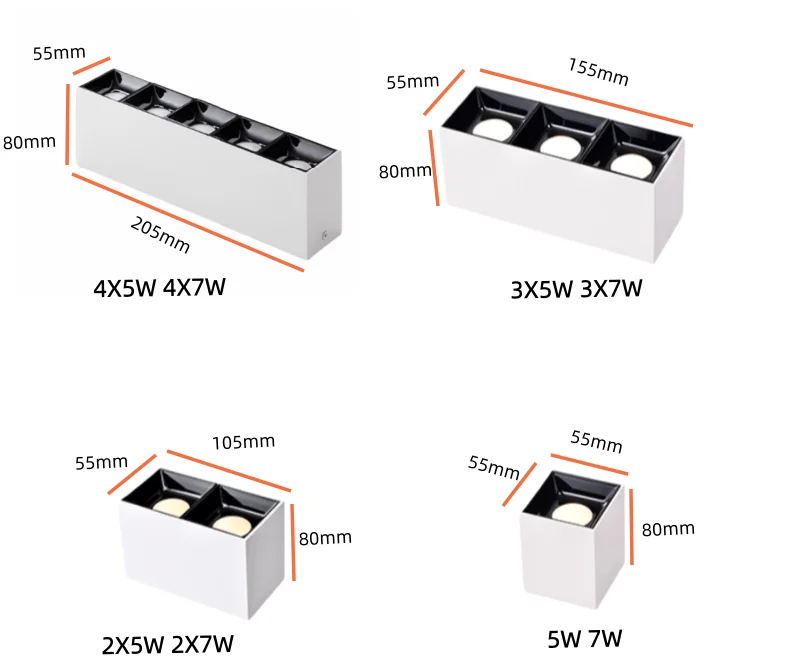 Surface mounting Square anti-glare LED Downlight Ceiling Lamp Dimmable 5W 7W 15W 21W 28W LED COB Spot Light AC110/220V