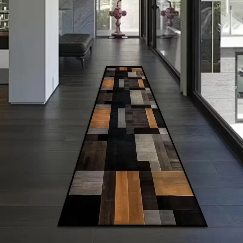 VIKAMA Painted Wood Runner Area Rug Rustic Colorful Old Board Design Non Slip Long Mat for Indoor Entrance Home Decoration