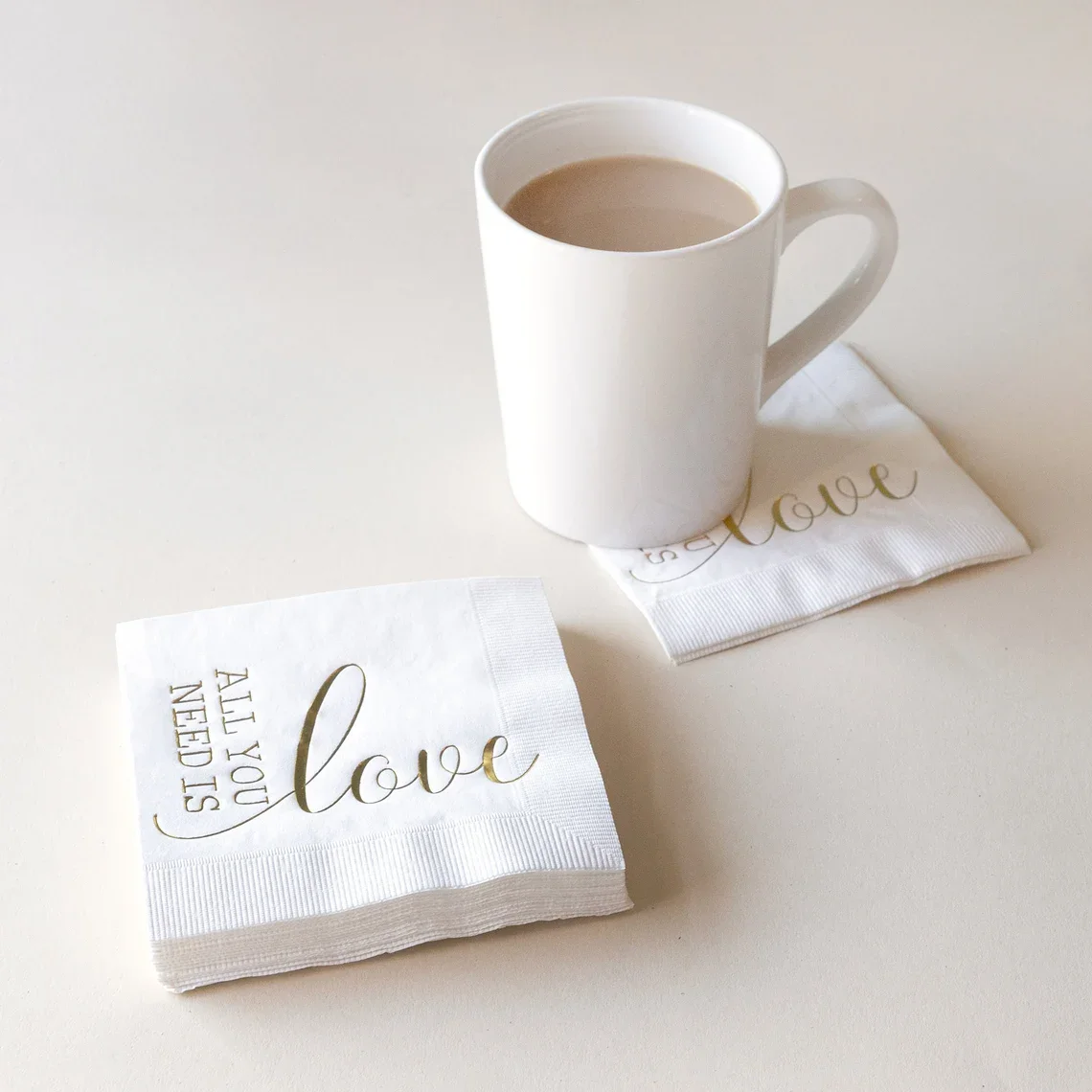 All You Need Is Love Beverage Napkins - Pack of 20 party napkins - Wedding Reception, Cocktail Hour, Dessert Table