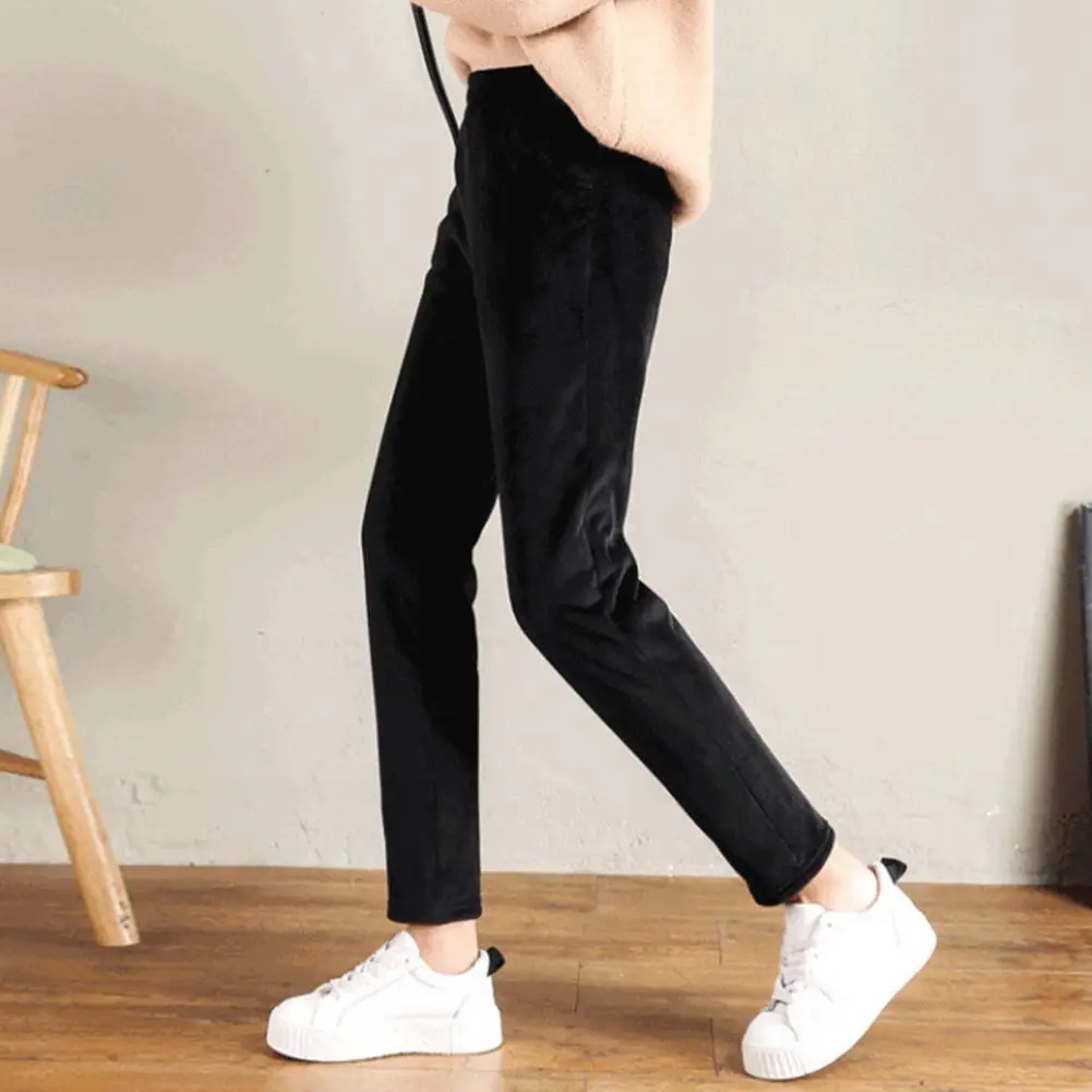 

Women Pants Reinforced Pocket Pants Corduroy Harem Pants Women's Cozy Winter Trousers with Elastic Waist Pockets Plush Fleece