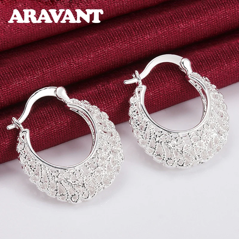 

925 Silver Hollow Hoop Earring For Women Fashion Jewelry