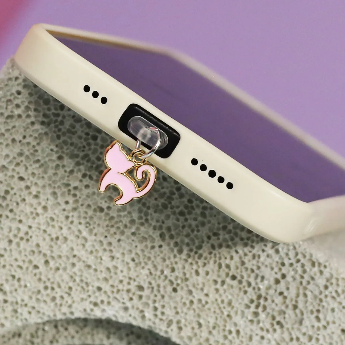 Pink cat cute phone dust plug decoration pendant suitable for iPhone/or Samsung Type-C interface phone dust plug