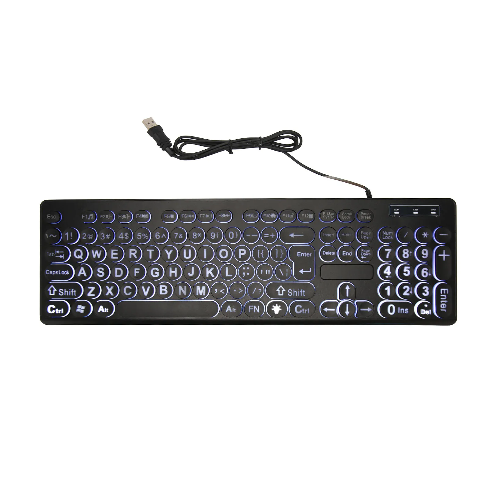 104 Key Wired Keyboard Backlit Large Print Keyboard Business Standard Keyboard For Elderly Visually Impaired