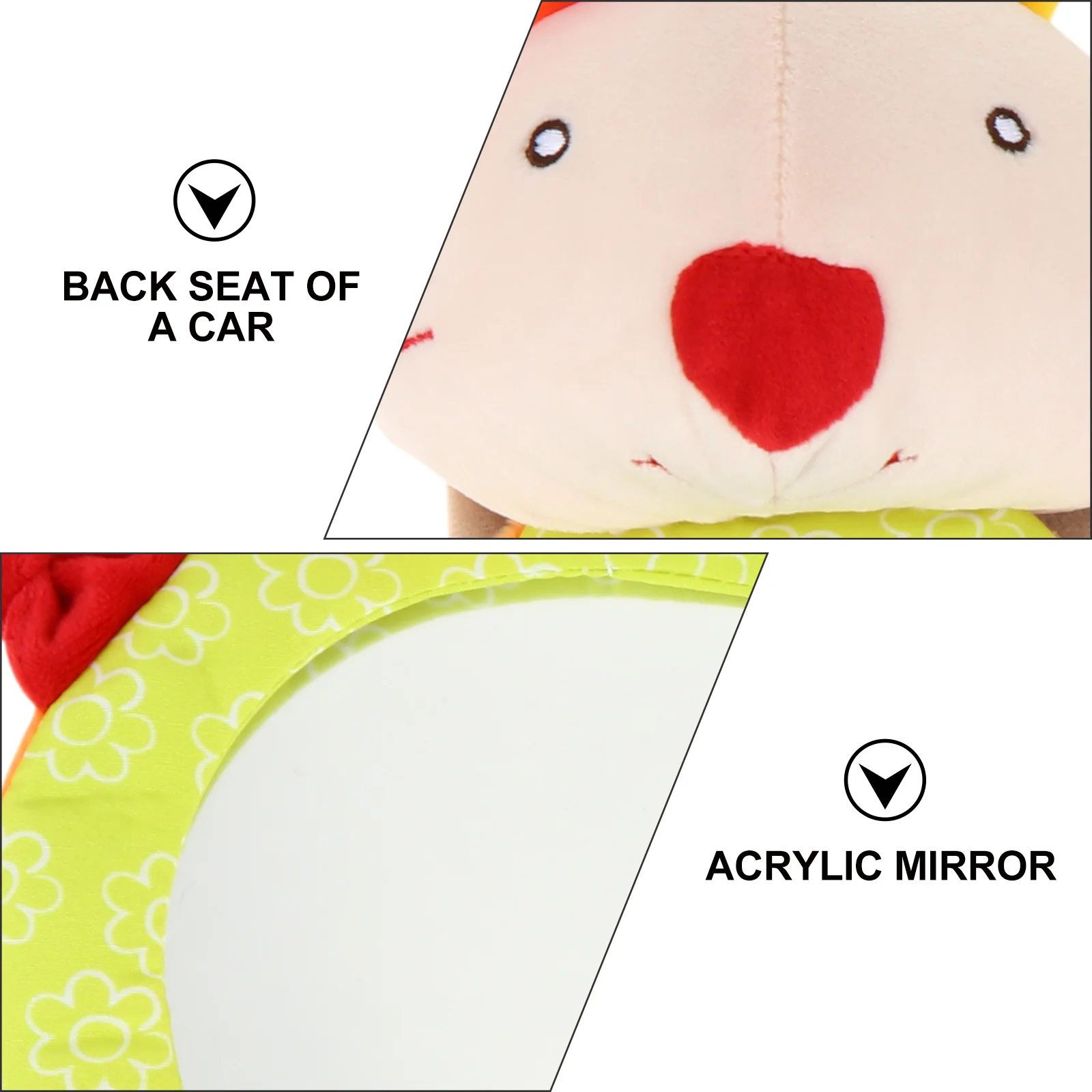 1 قطعة مرآة سيارة للأطفال على شكل حيوانات كرتونية متينة من الأكريليك آمنة لحديثي الولادة، سهلة التركيب، مرآة سيارة للأطفال الرؤية الخلفية