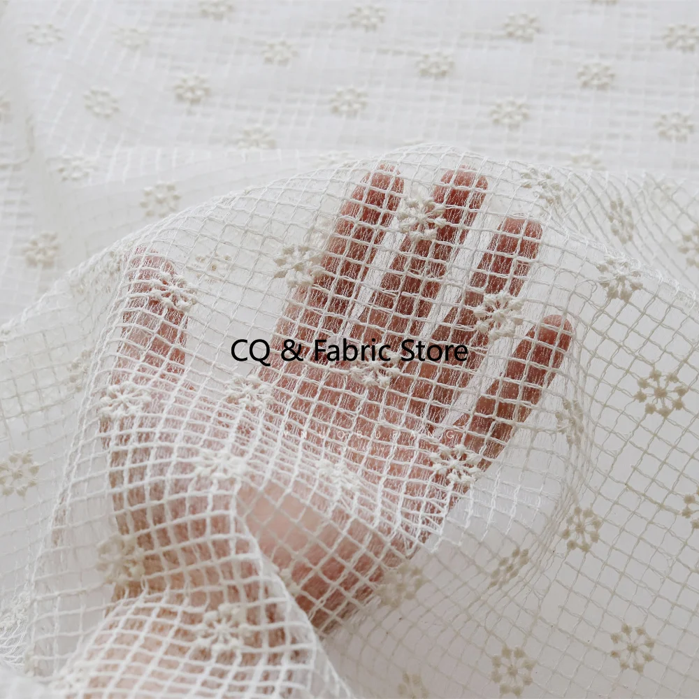 Fashionable Grid Pattern Embroidery Lace Fabric For Women's Dresses Clothing By The Yard
