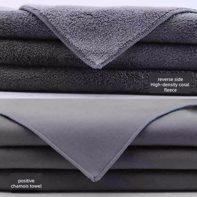 Fit for Zeekr 9X 2025 2026 Car Double-sided Multifunctional Coral Fleece Car Cleaning Towel Thick Suede Cleaning Absorbent Cloth