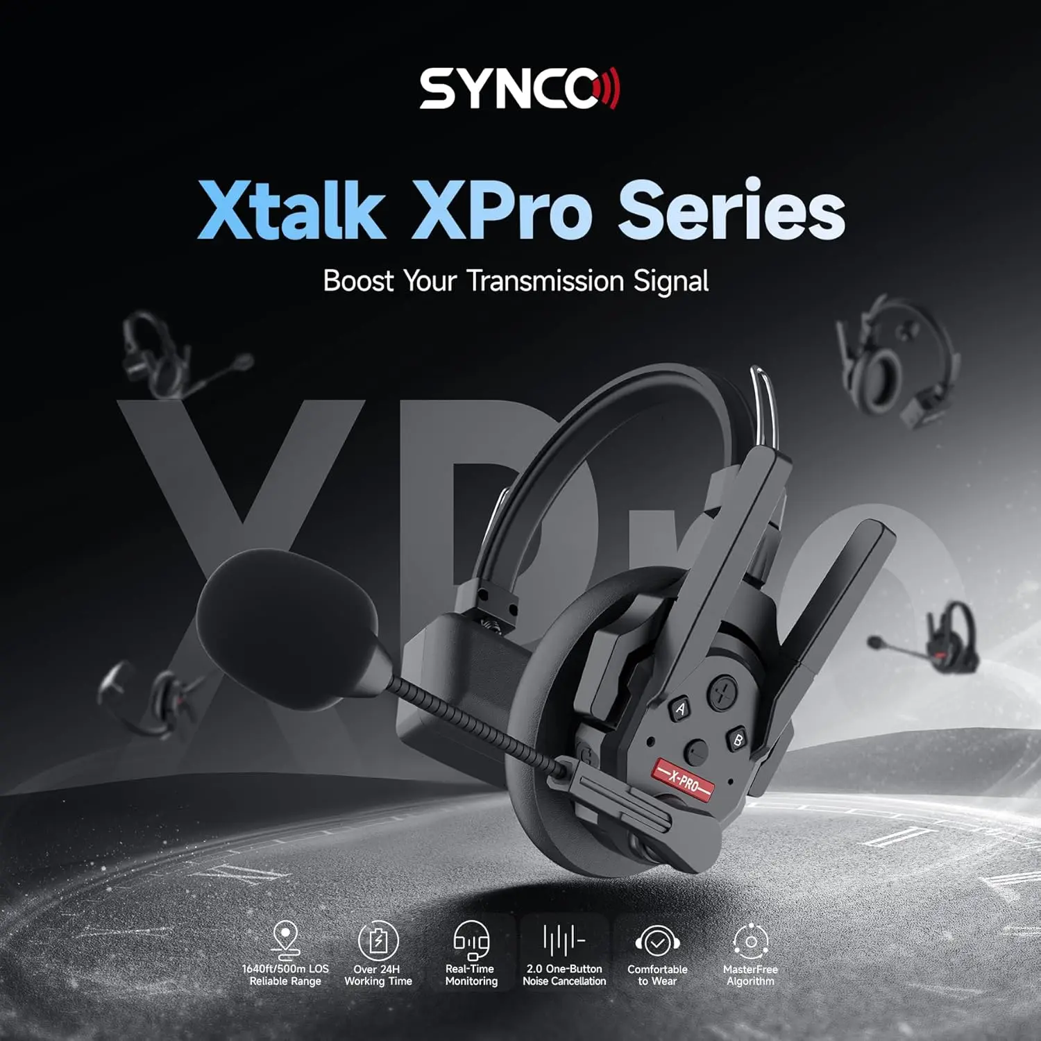 SYNCO Xtalk Xpro1 XPro2 Xpro5 Xpro9 Xpro13 2.4GHz Wireless Intercom Headset System with Single Ear Headset for Communication