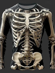 Halloween Horror Skeleton Organs T-shirt Horror Atmosphere Bones 3D Printed Men's T-shirt Outdoor Street Men's Top T-shirt