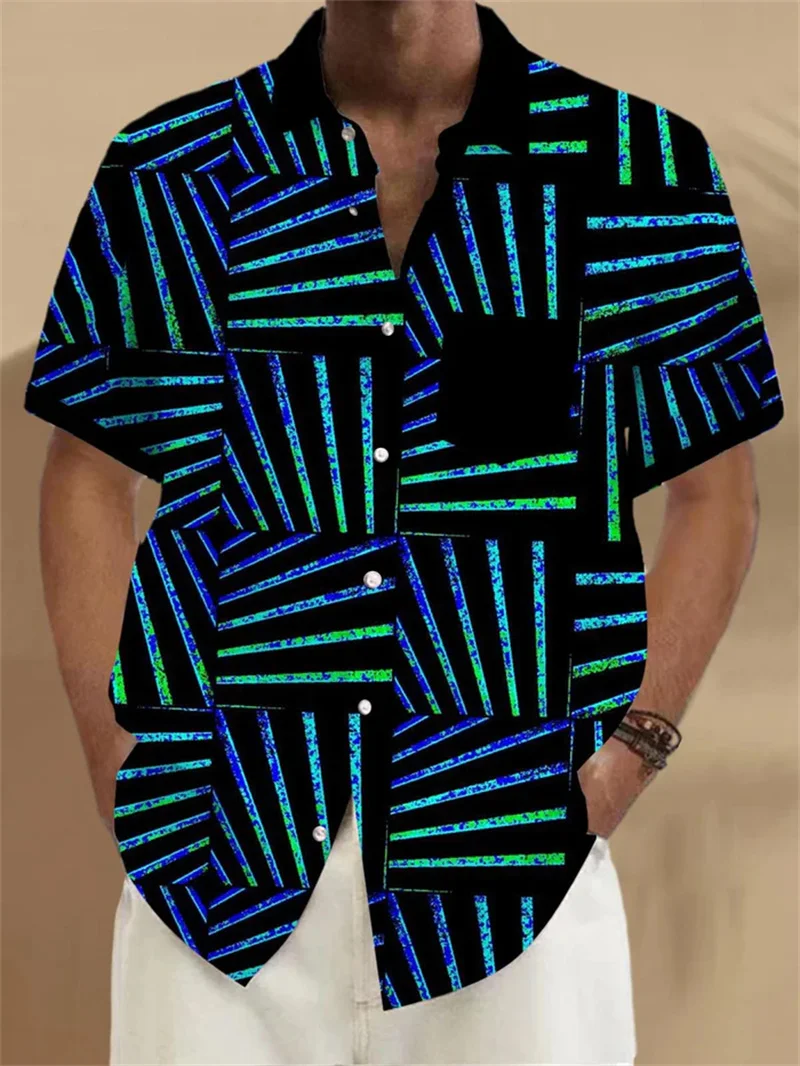 Hawaiian denim men's shirt cool 3D digital print plus size West American men's top retro style summer jacket