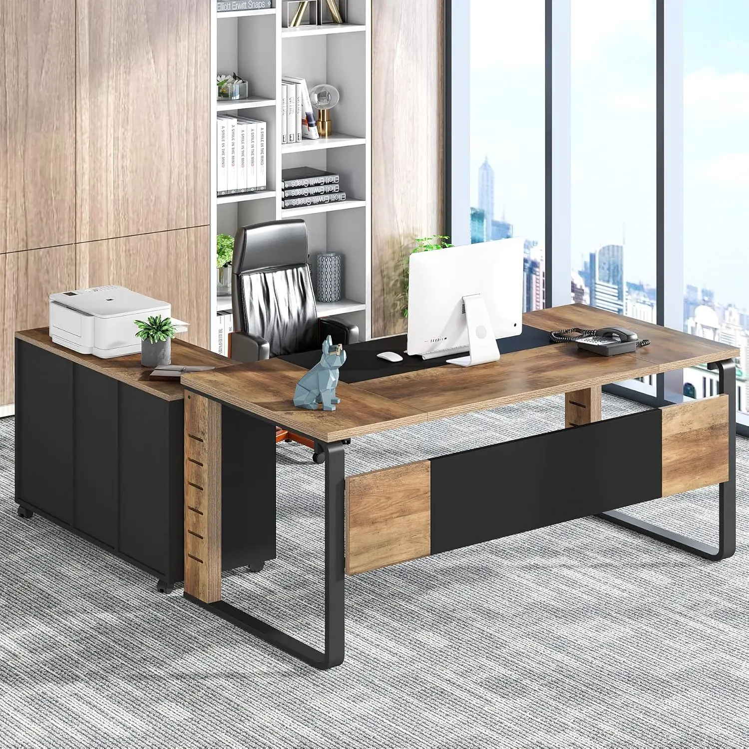 Tribesigns Large L-Shaped Computer Desk, 59 Inch Executive Office Corner Desk Workstation Business Furniture With Letter Size