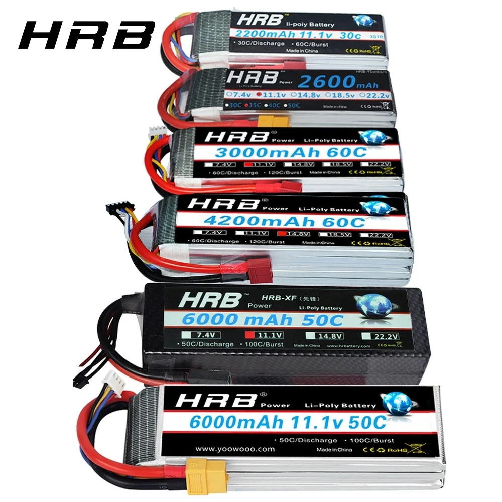 

HRB Lipo Battery 2S 3S 4S 6S 1500mah 2200mah 2600mah 5000mah 6000mah 7000mah 4000mah 7.4V 11.1V 14.8V 22.2V T XT60 RC Parts