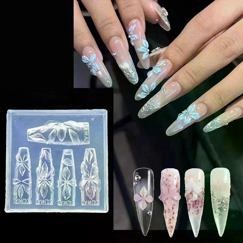 Flowers Nail Mold DIY Silicone Nail Tools Hawaii Hibiscus Flower Petal Nail Design Silicone Molds Nail Art Carving Template 3D