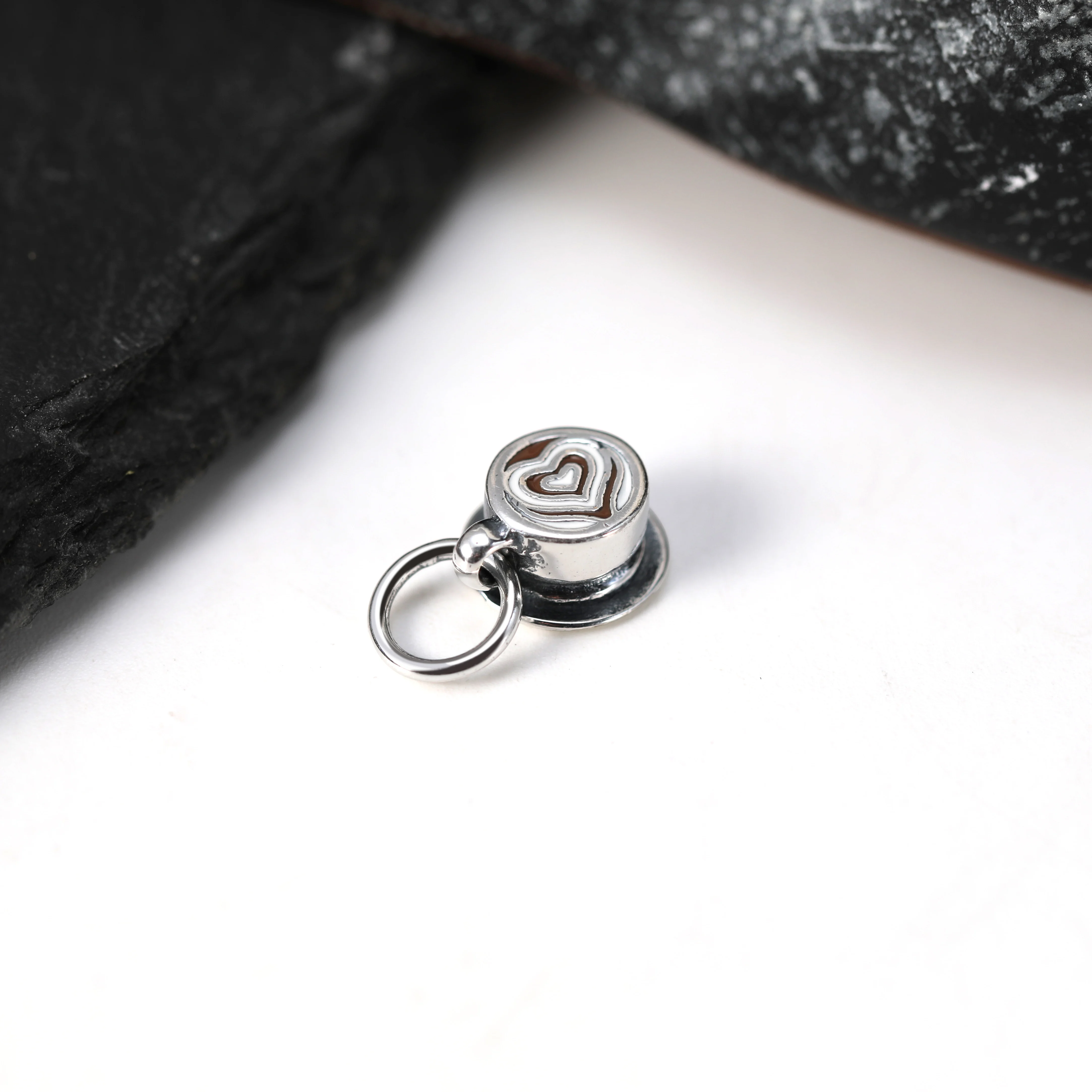 

DJ129 genuine 925 sterling silver fashionable and exquisite Enamel Latte Love DIY silver jewelry pendant