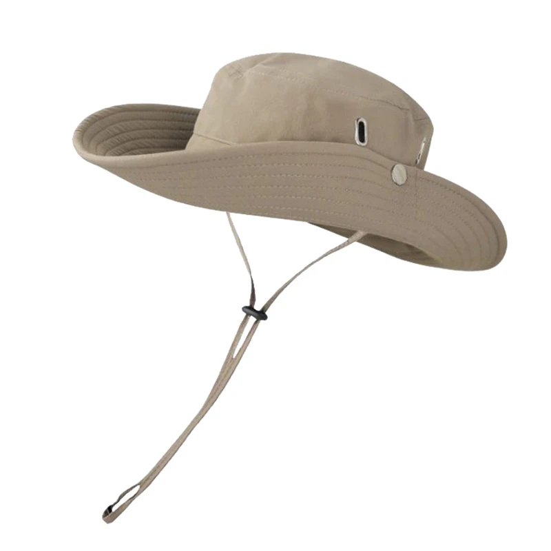 Sombrero de pescador de malla transpirable para hombre, gorra de vaquero con visera ancha grande, antiuv, para pesca al aire libre, senderismo y playa, novedad de verano, 2024